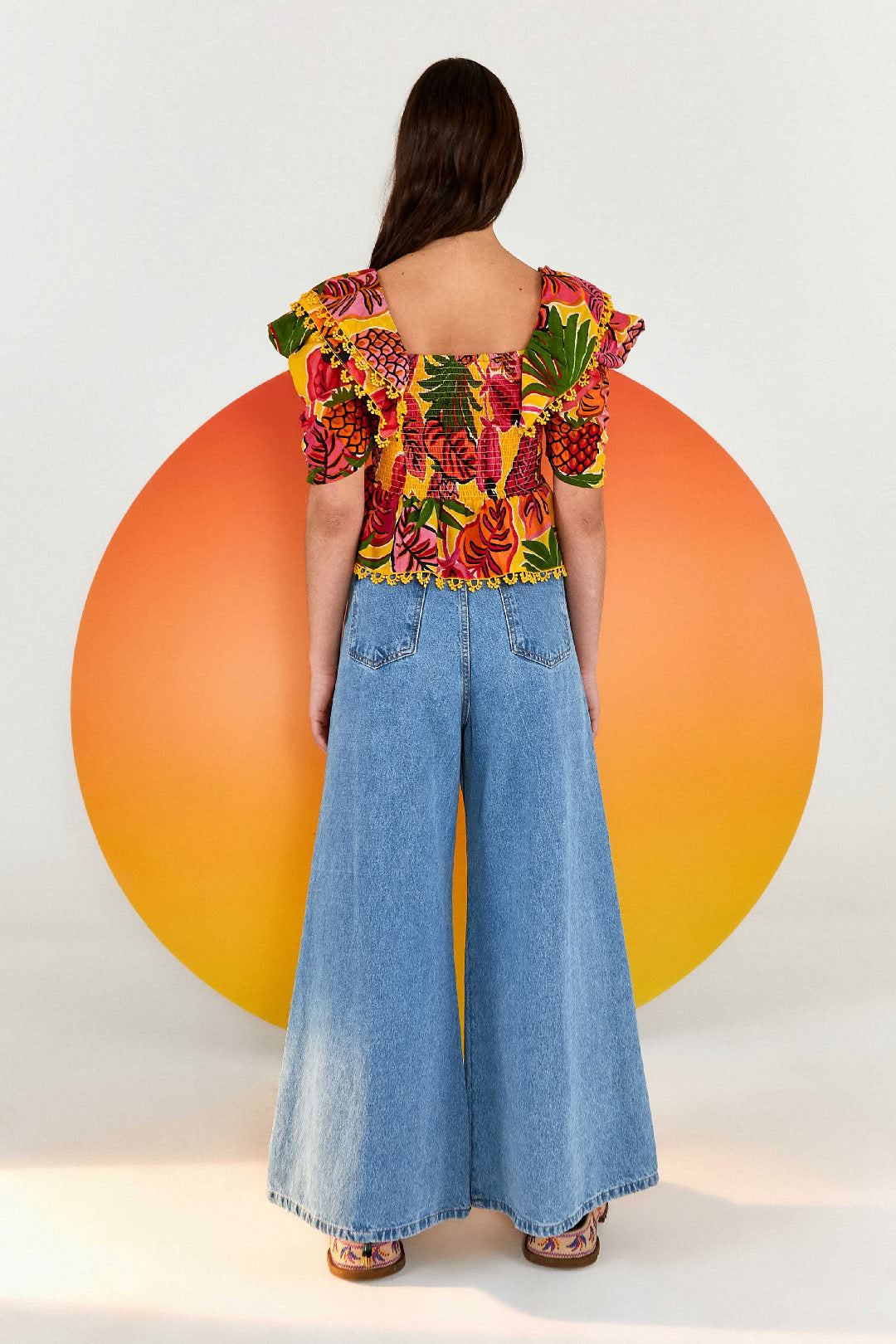 Blouse Fruit Dream smockée en coton - Multicolore