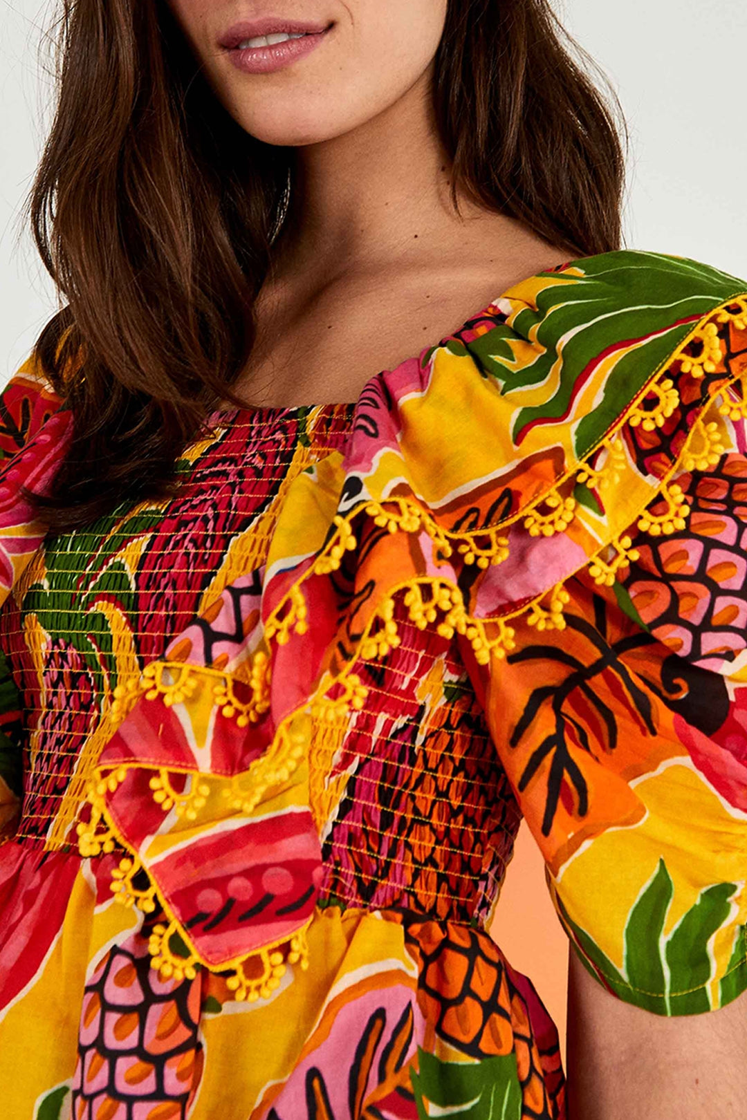 Blouse Fruit Dream smockée en coton - Multicolore