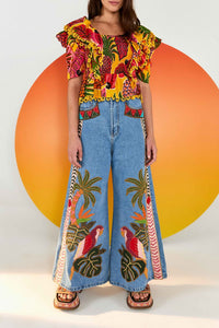 Blouse Fruit Dream smockée en coton - Multicolore