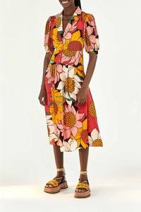 Robe midi Tournesols colorés - Multicolore