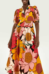 Robe midi Tournesols colorés - Multicolore