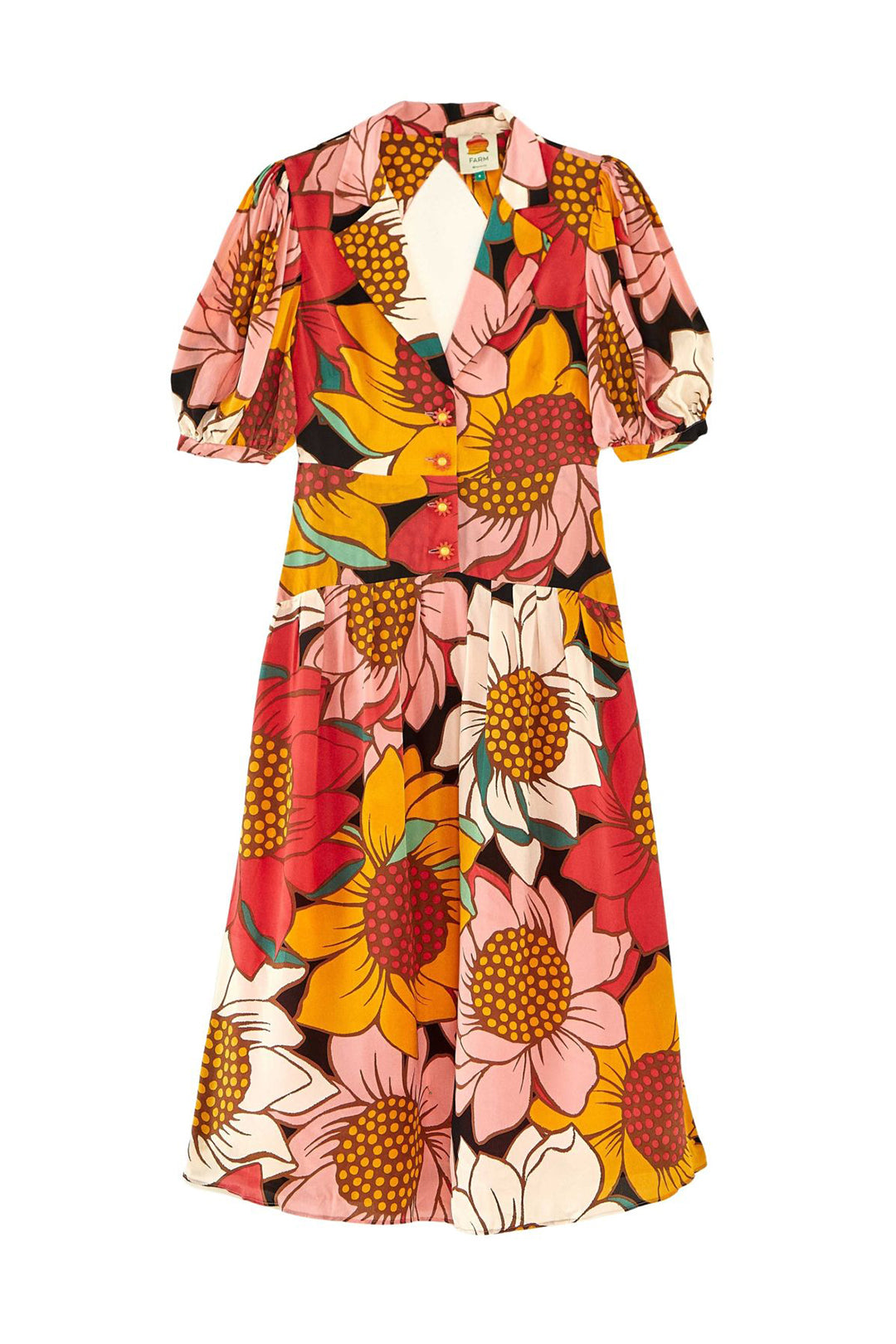 Robe midi Tournesols colorés - Multicolore