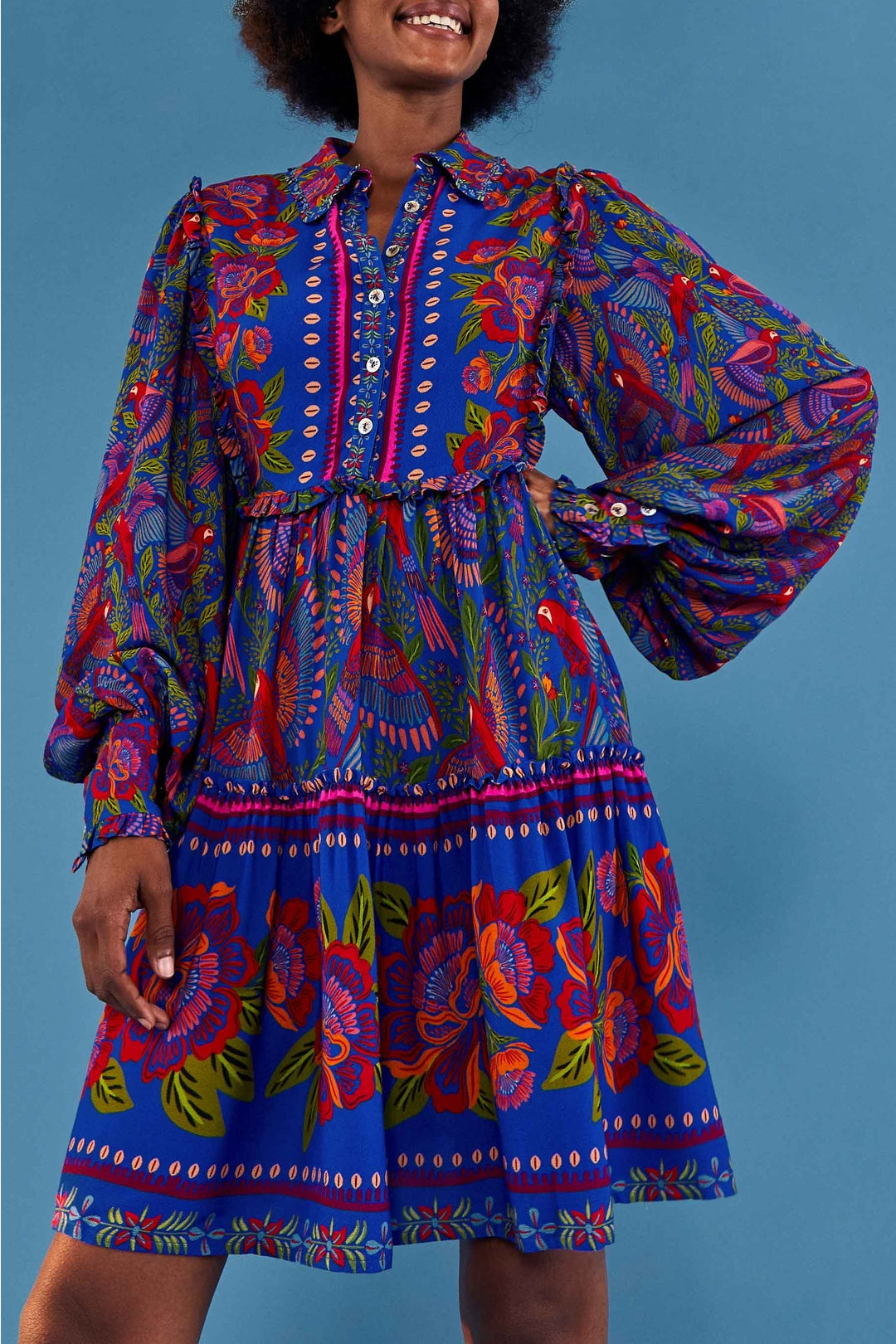 Macaw Flight short dress - Blue