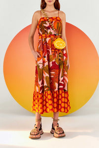 Robe midi Summer Dream en lin - Multicolore