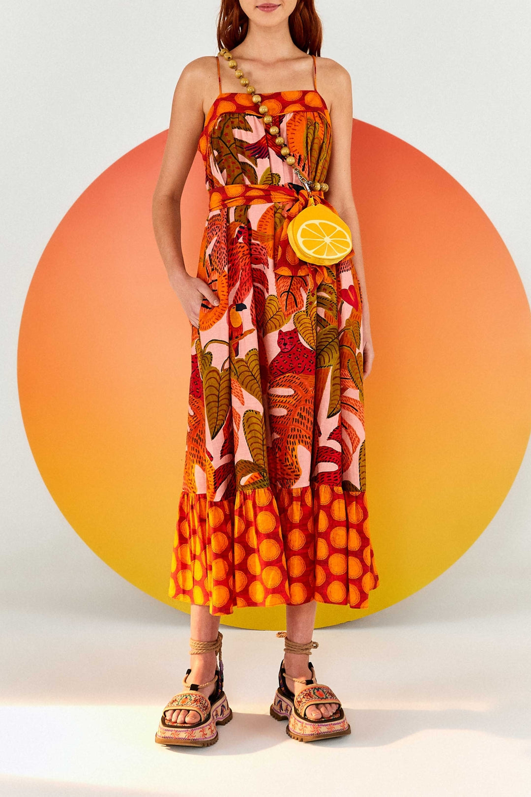 Robe midi Summer Dream en lin - Multicolore