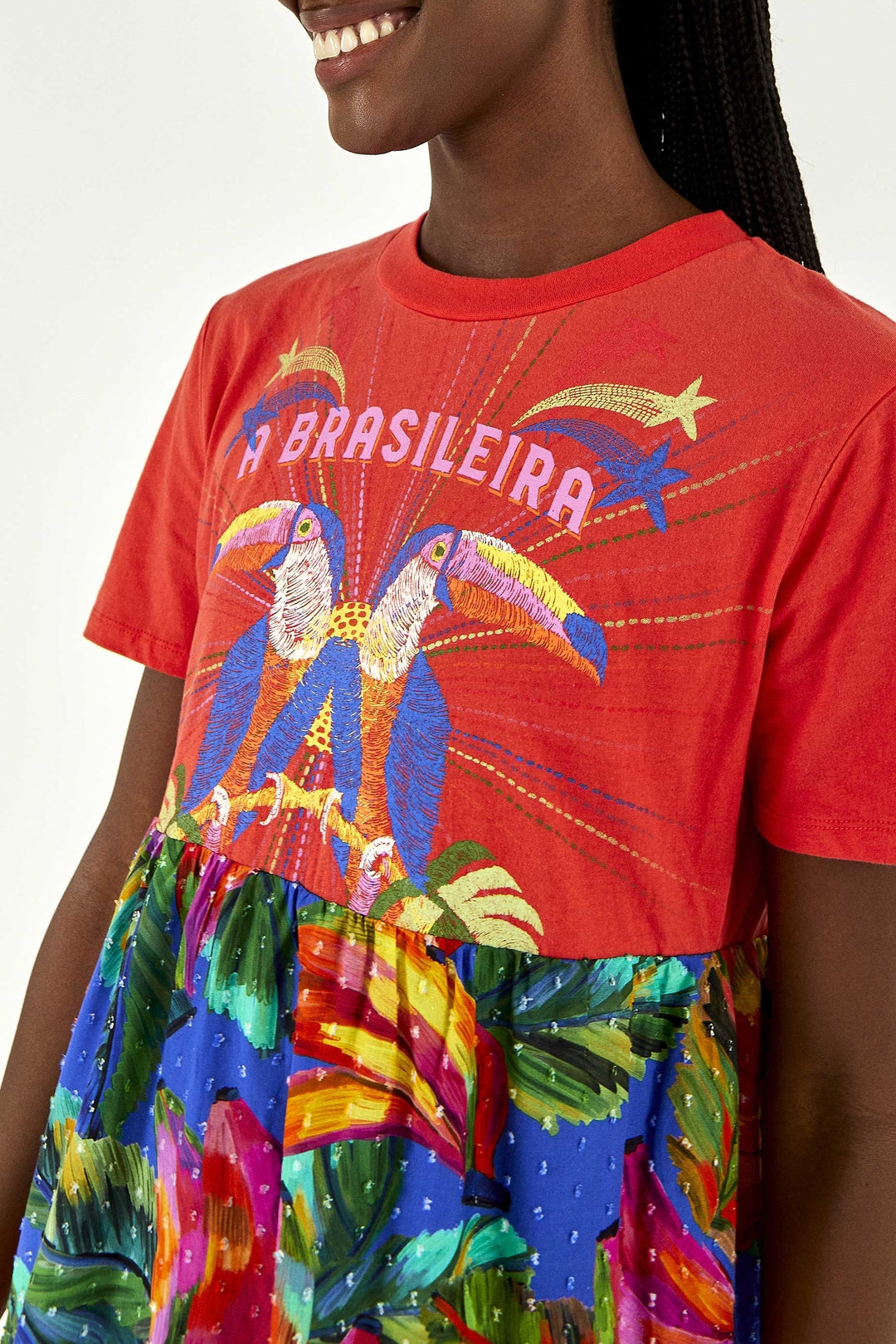 Robe longue façon t-shirt en coton - Rouge