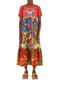 Robe longue façon t-shirt en coton - Rouge