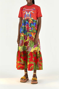 Robe longue façon t-shirt en coton - Rouge