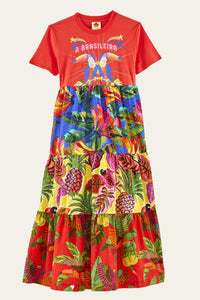 Robe longue façon t-shirt en coton - Rouge