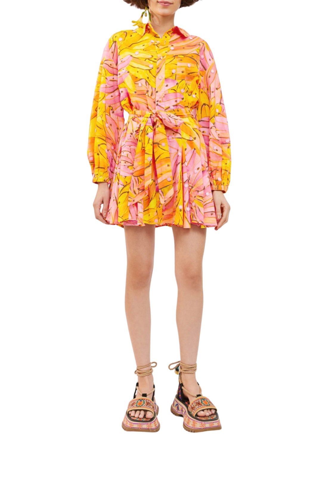 Robe courte Bananas ombrées en coton - Jaune