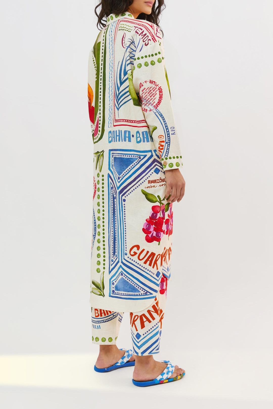 Chemise Our Stamps en lin - Multicolore