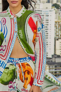 Chemise Our Stamps en lin - Multicolore