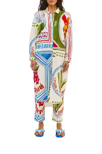 Chemise Our Stamps en lin - Multicolore