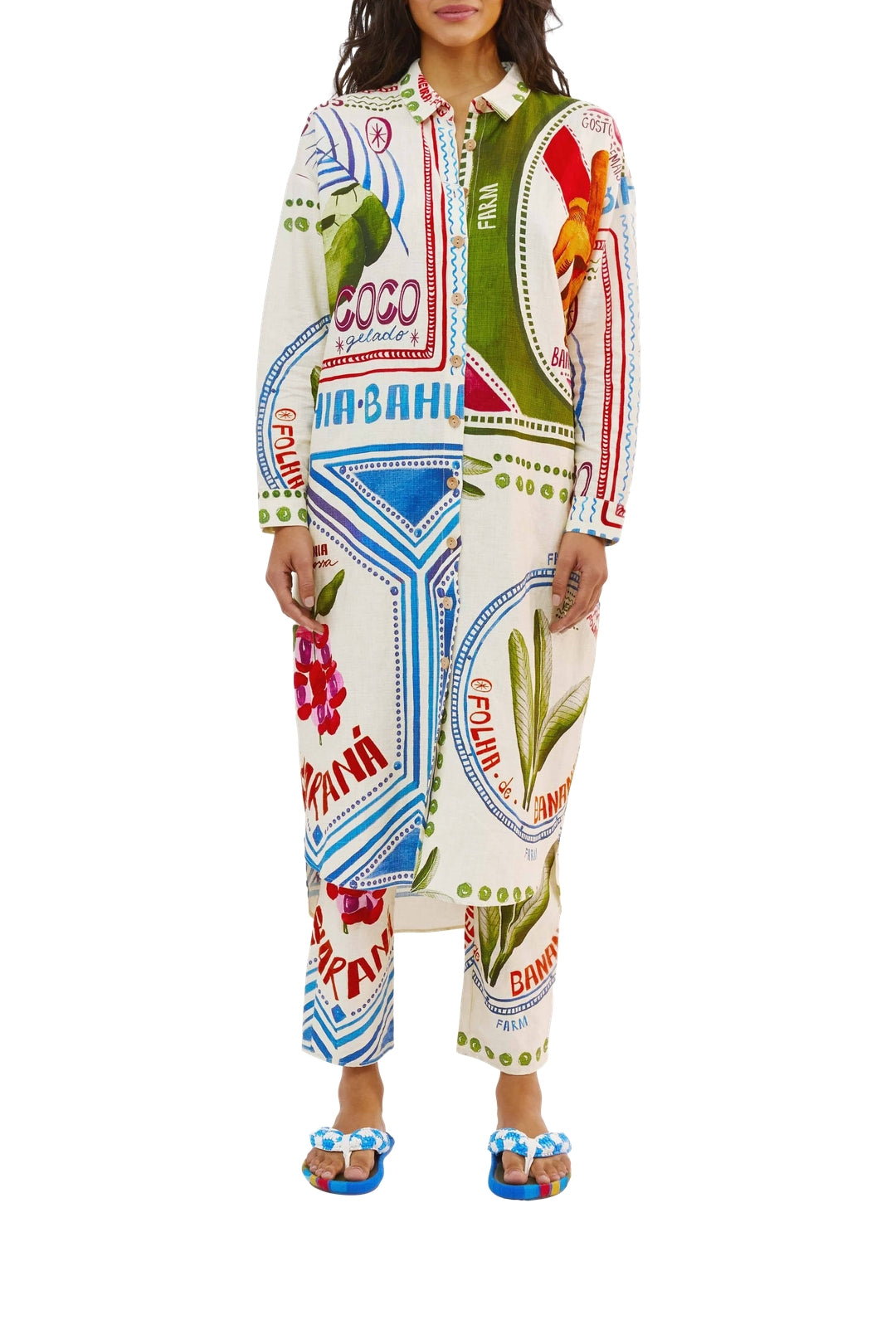 Chemise Our Stamps en lin - Multicolore