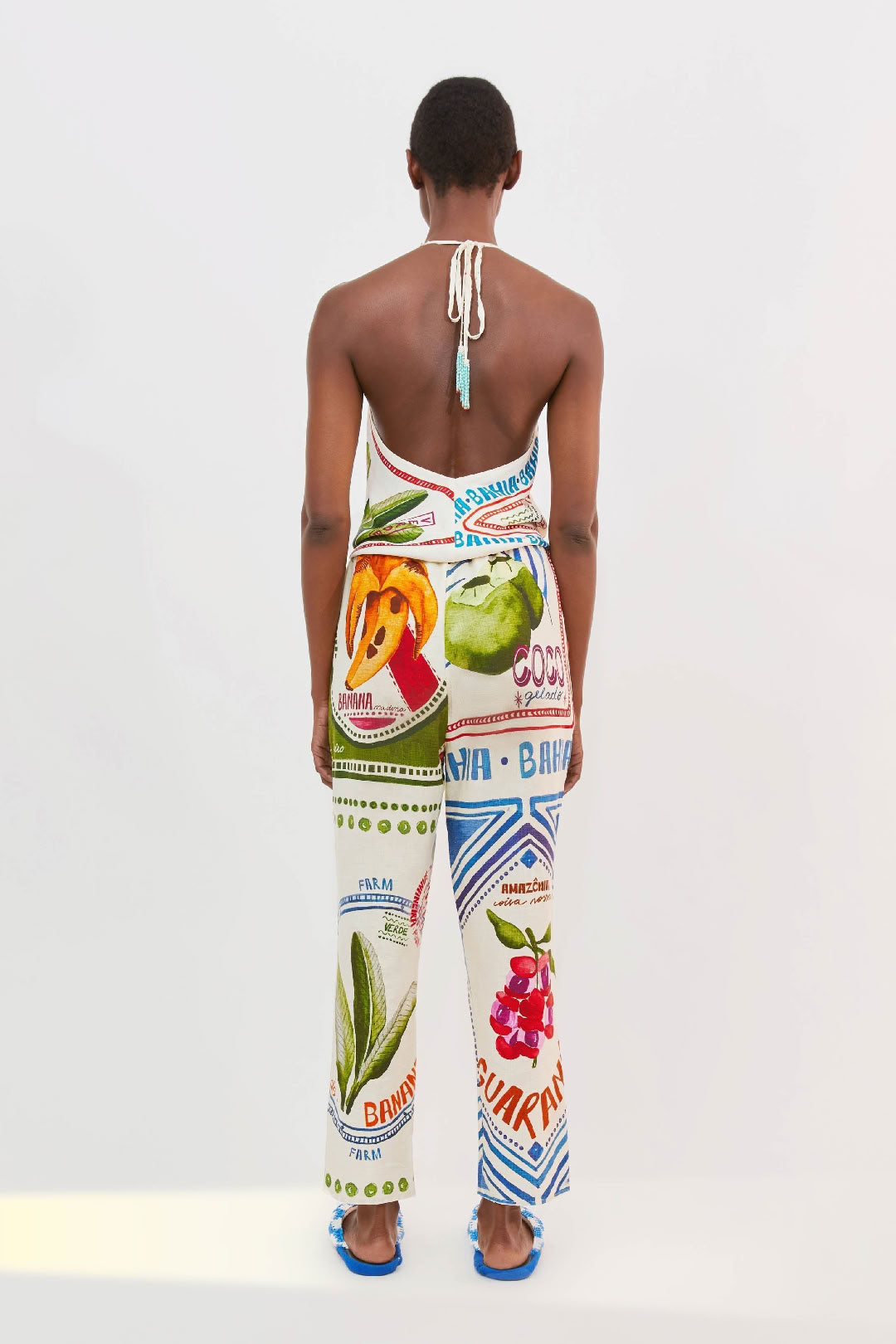 Pantalon Our Stamps en lin - Multicolore