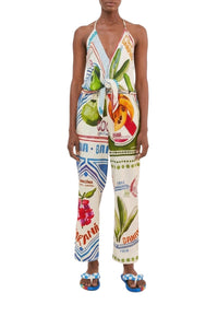 Pantalon Our Stamps en lin - Multicolore