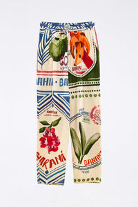 Pantalon Our Stamps en lin - Multicolore