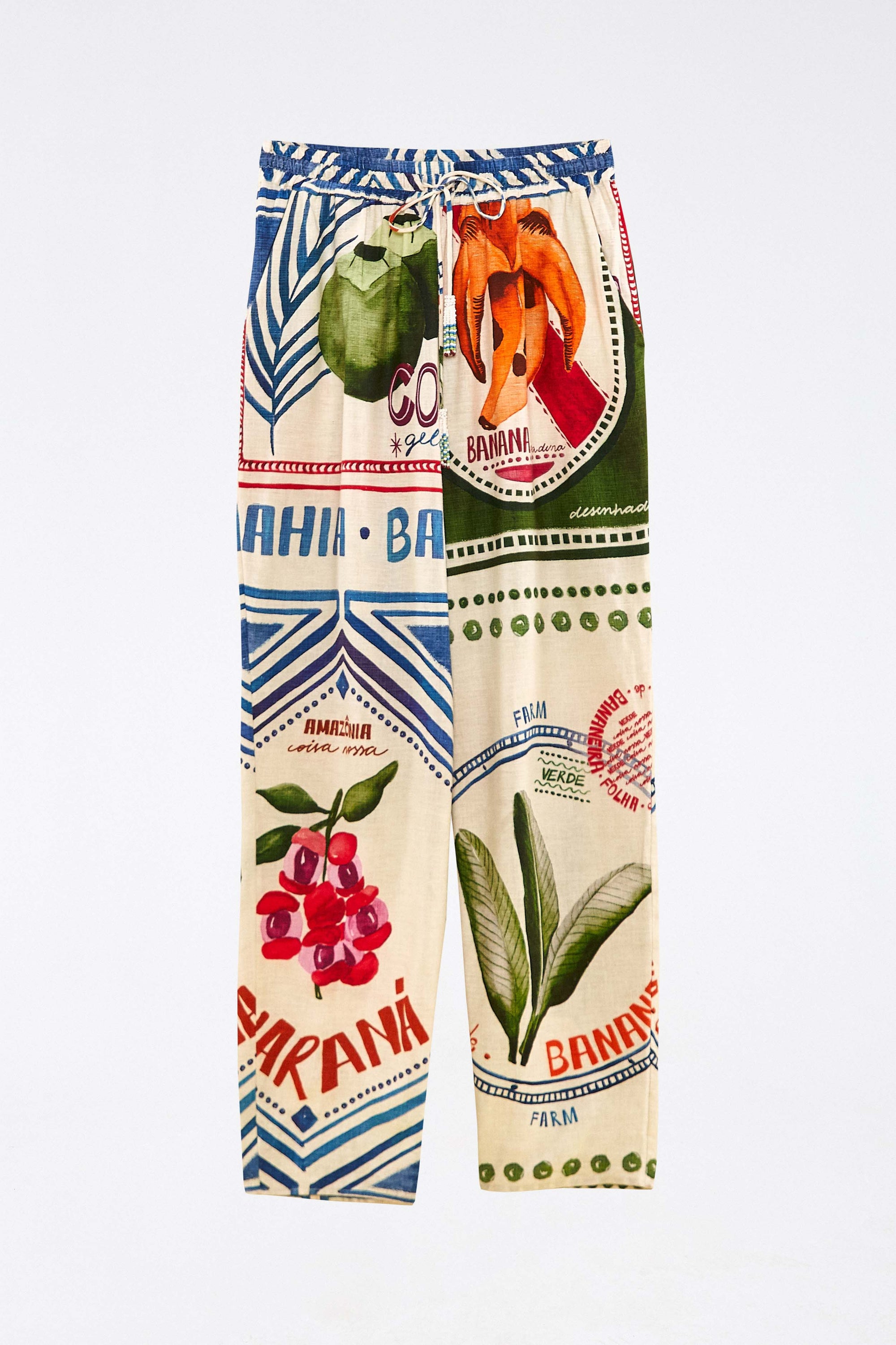 Pantalon Our Stamps en lin - Multicolore
