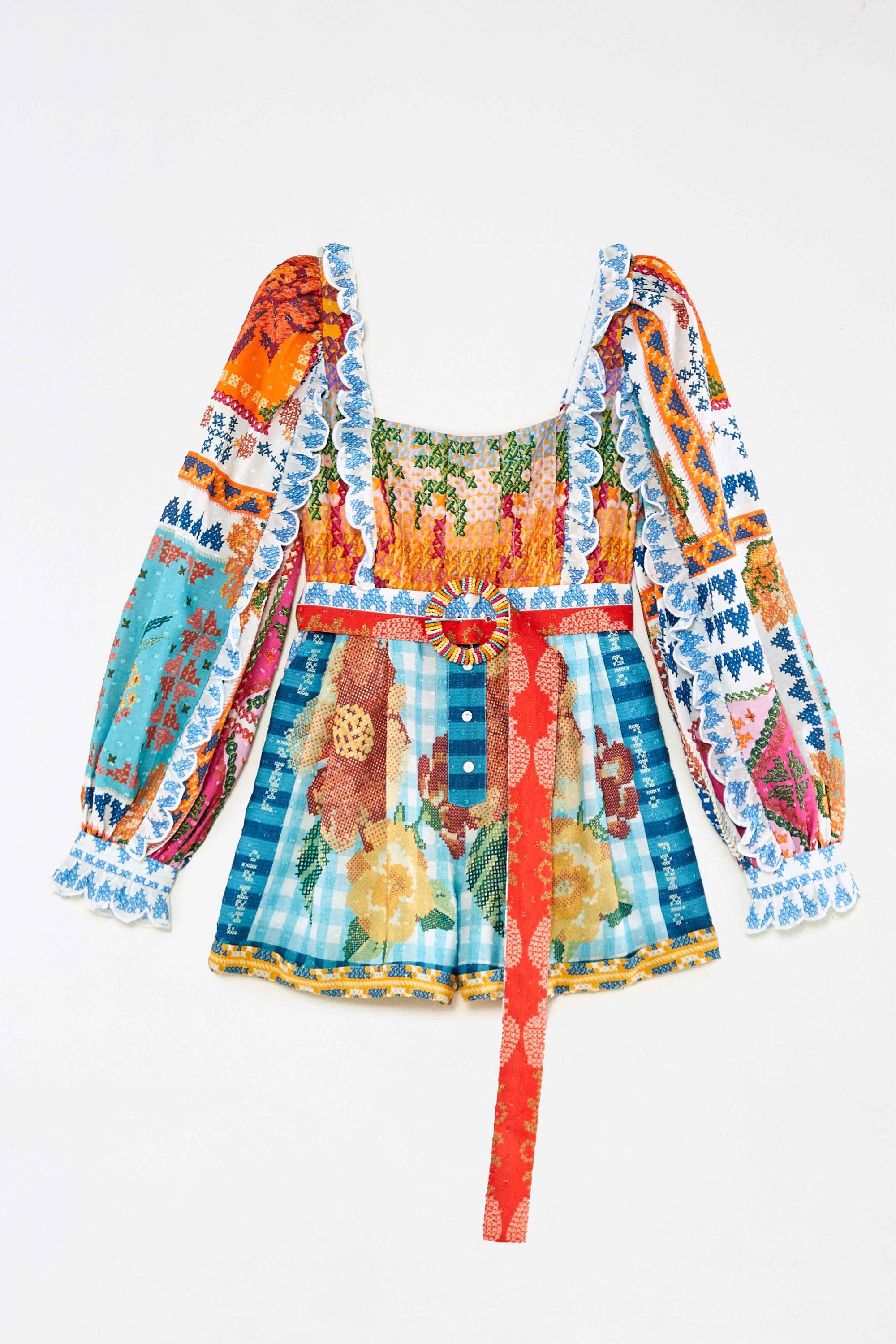 Long-sleeved cotton jumpsuit - Multicoloured