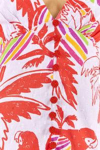 Robe midi Color Birds en coton - Rose