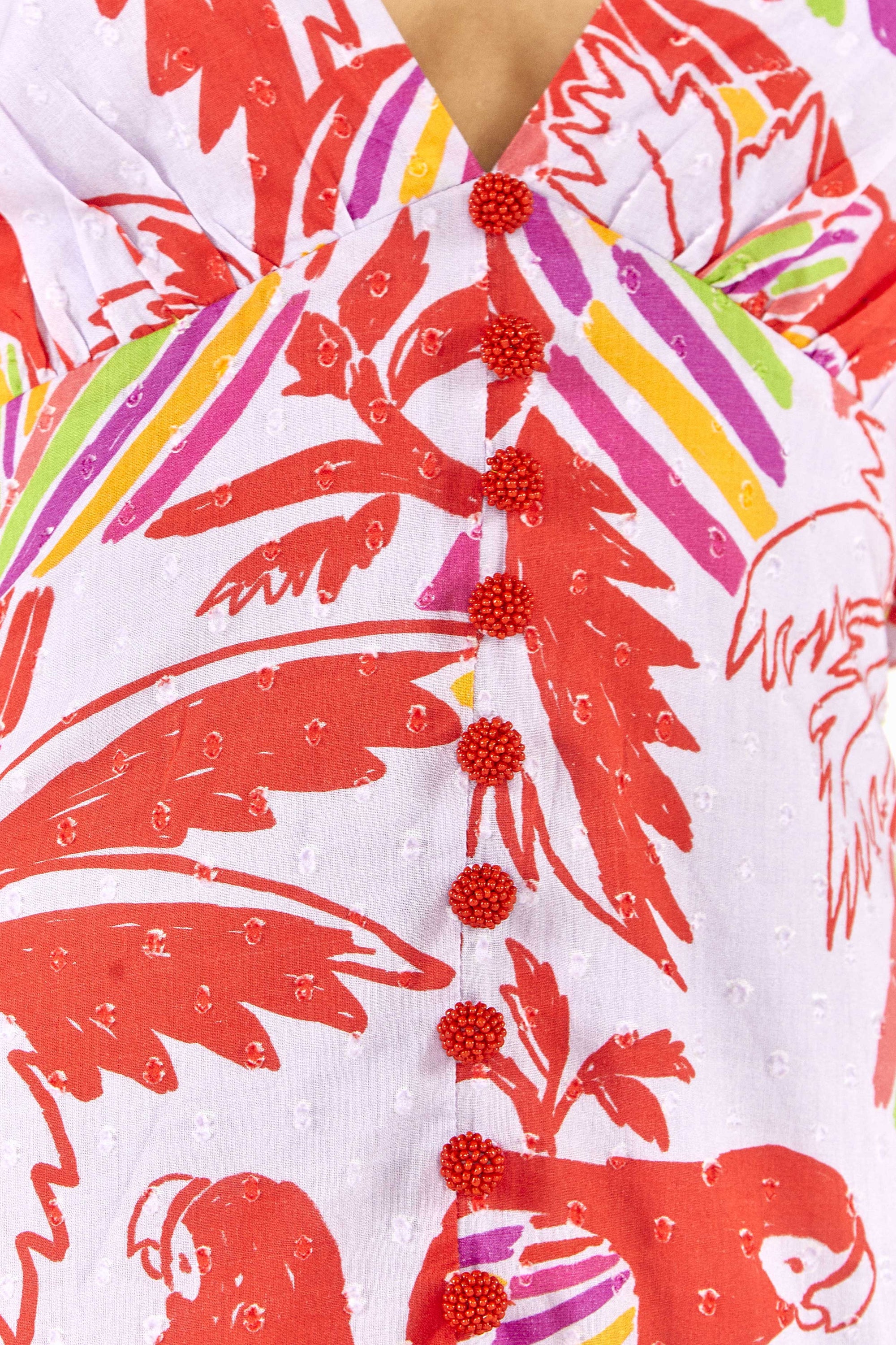Robe midi Color Birds en coton - Rose