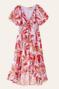 Robe midi Color Birds en coton - Rose