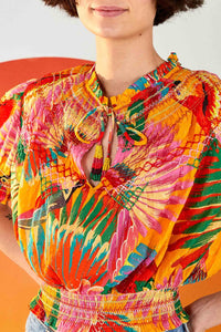 Blouse Colorful Toucans en coton - Orange