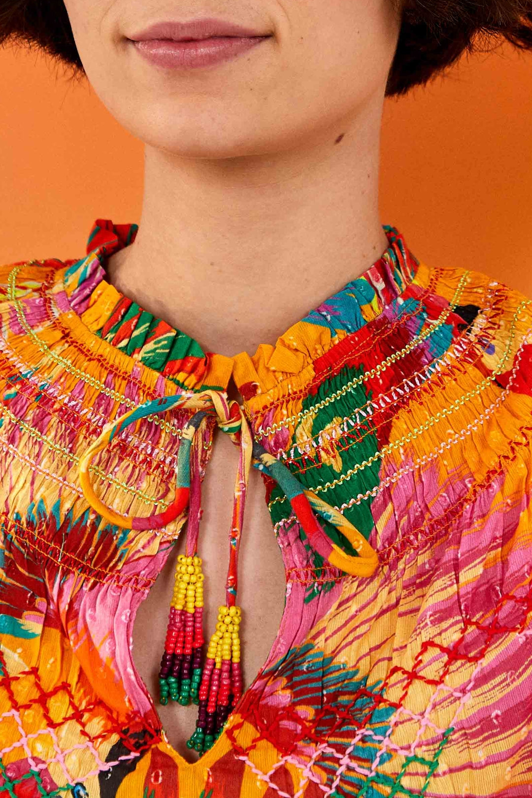 Blouse Colorful Toucans en coton - Orange