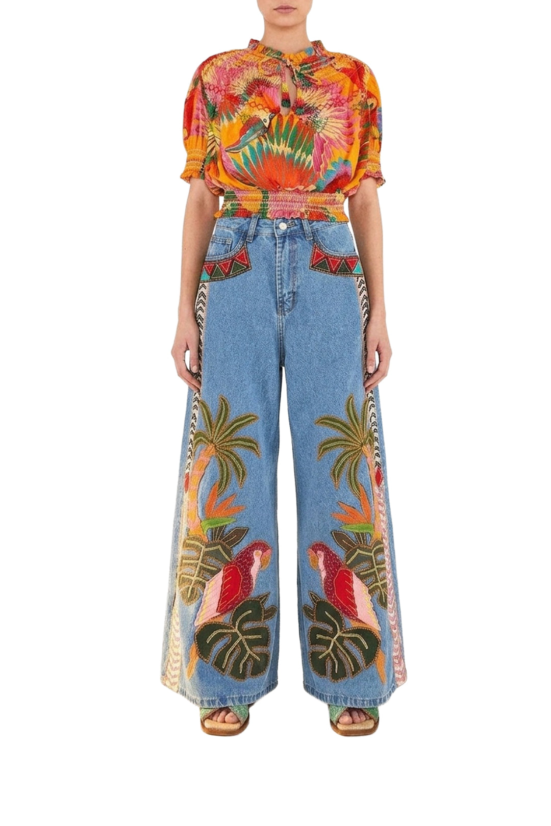 Blouse Colorful Toucans en coton - Orange