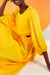 Robe midi Piping - Jaune