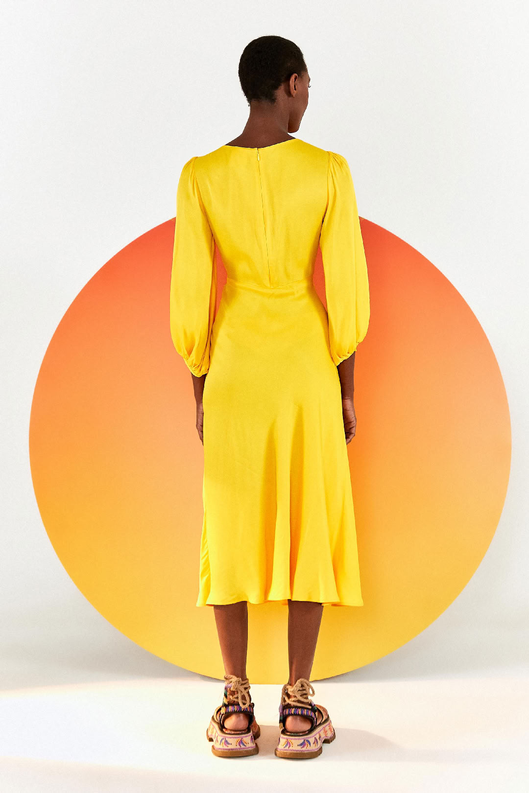 Piping Midi Dress - Yellow