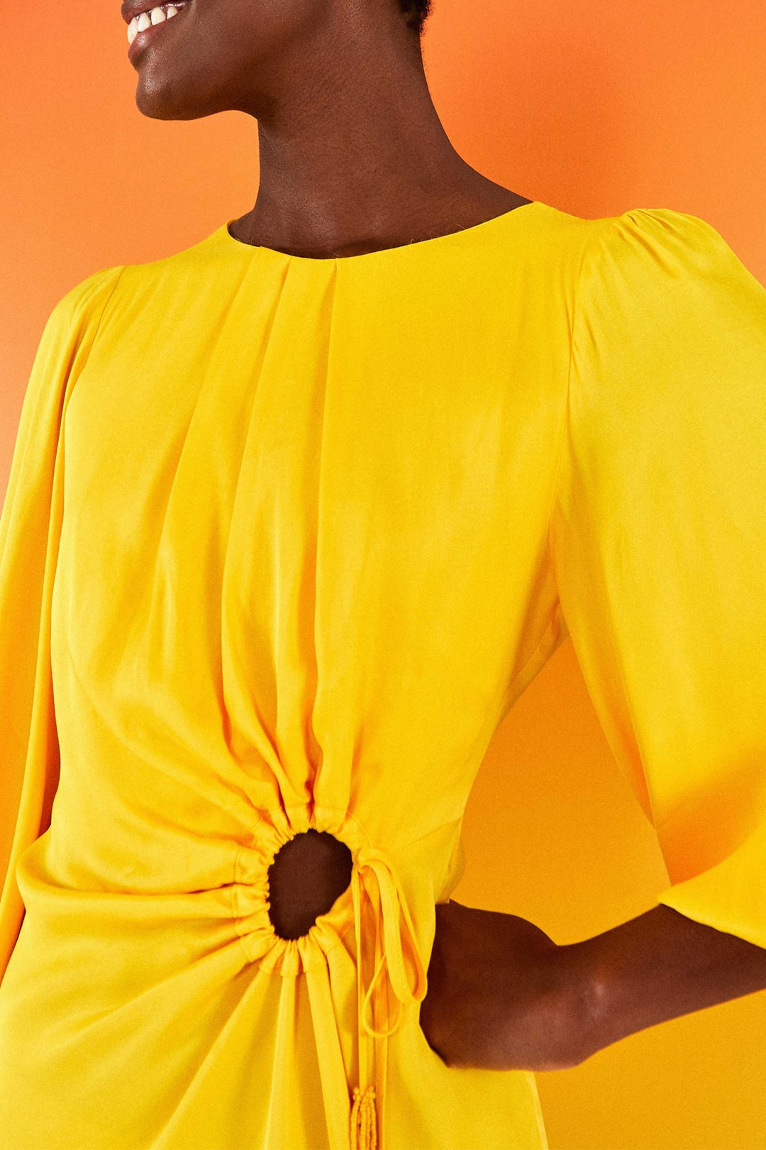 Robe midi Piping - Jaune
