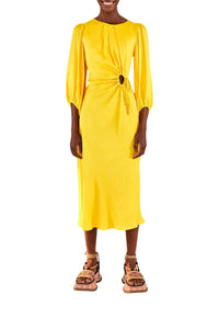 Robe midi Piping - Jaune