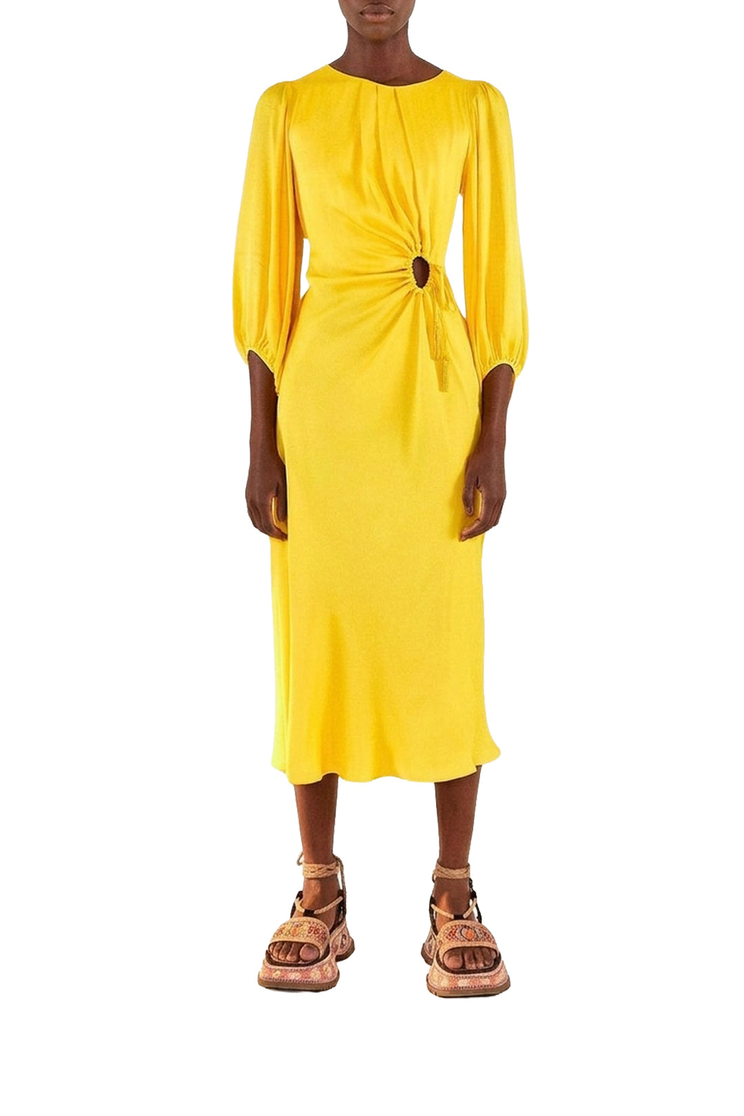 Piping Midi Dress - Yellow