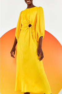 Robe midi Piping - Jaune