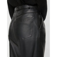 Pantalon taille haute en cuir - Noir