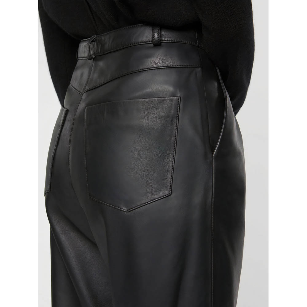 Pantalon taille haute en cuir - Noir