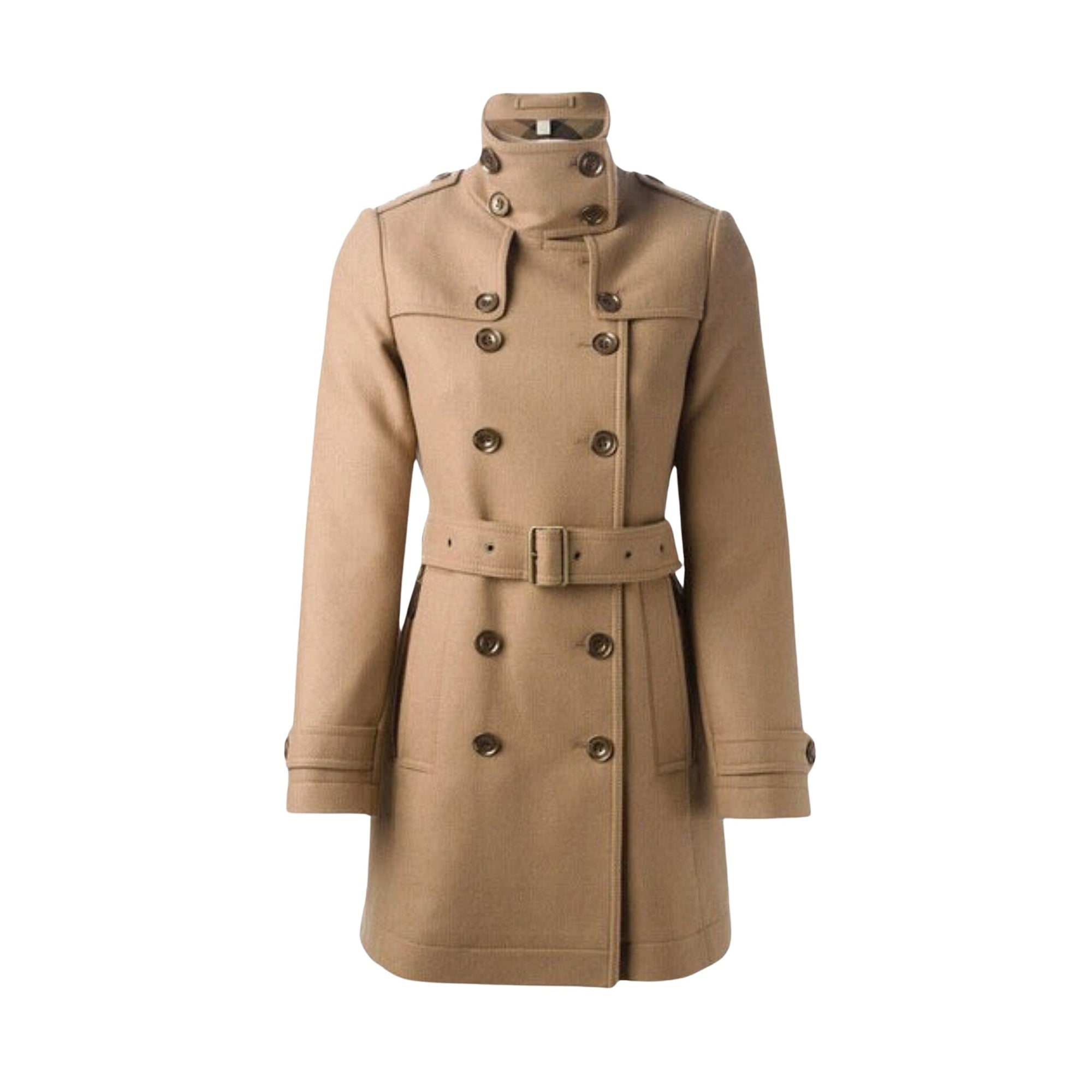 1 qty Trench-coat court en double sergé de laine - Camel