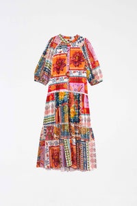 Robe midi d'été à œillets en coton - Multicolore