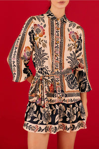 Robe courte Romantic Garden - Multicolore