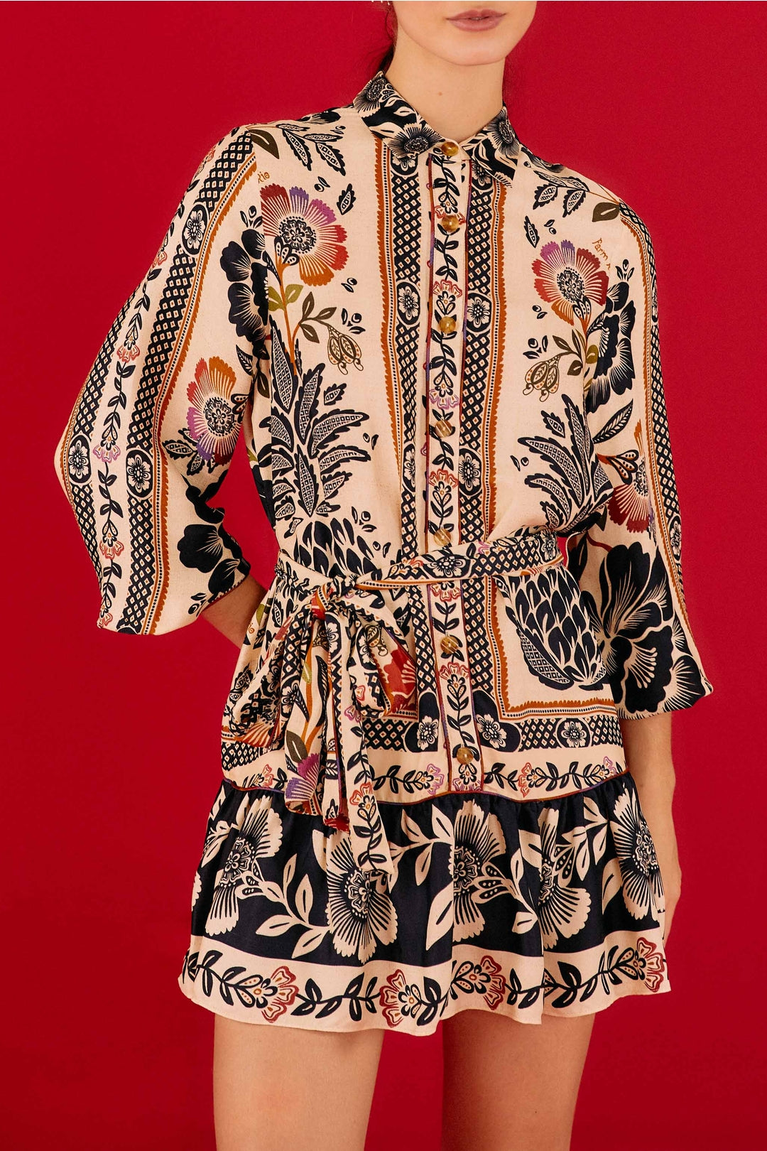 Robe courte Romantic Garden - Multicolore