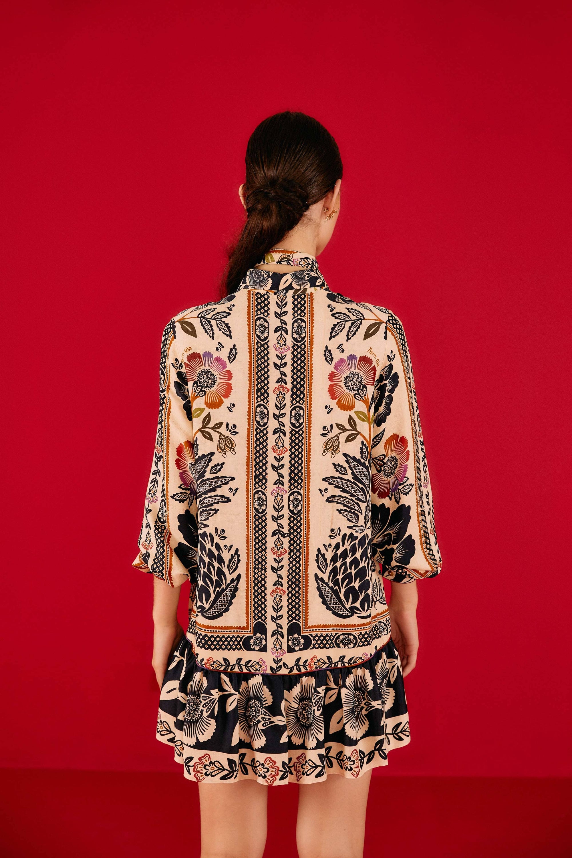 Robe courte Romantic Garden - Multicolore
