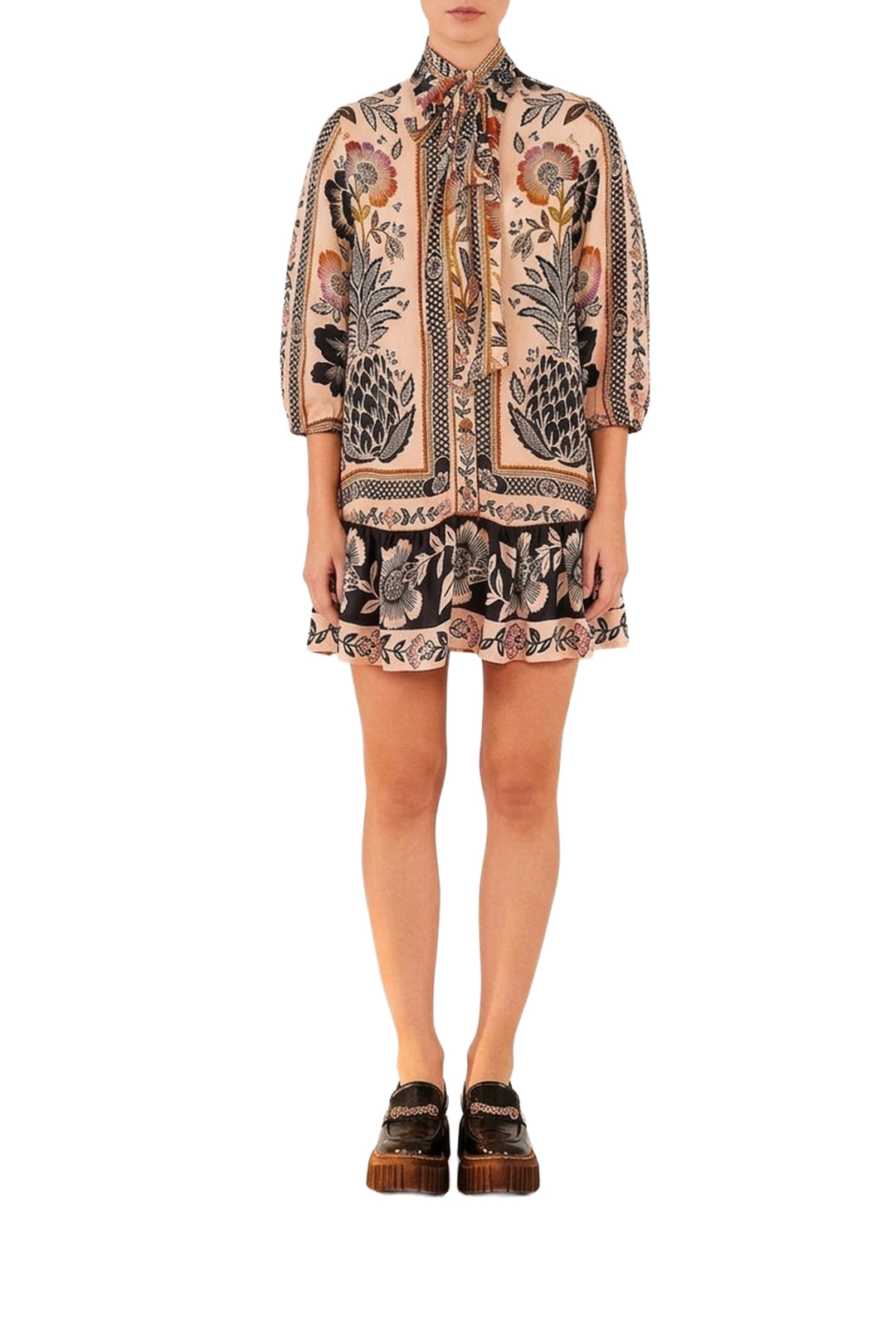 Robe courte Romantic Garden - Multicolore