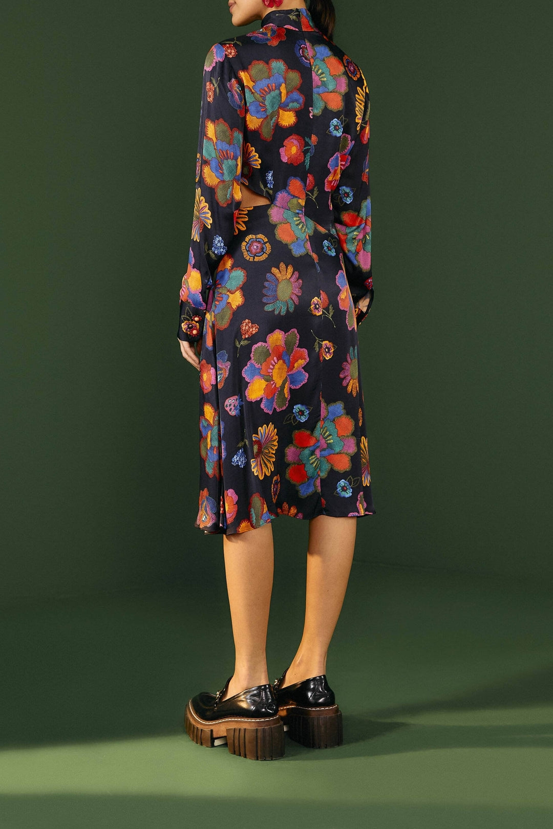 Robe midi à découpe - Multicolore