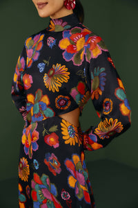 Robe midi à découpe - Multicolore