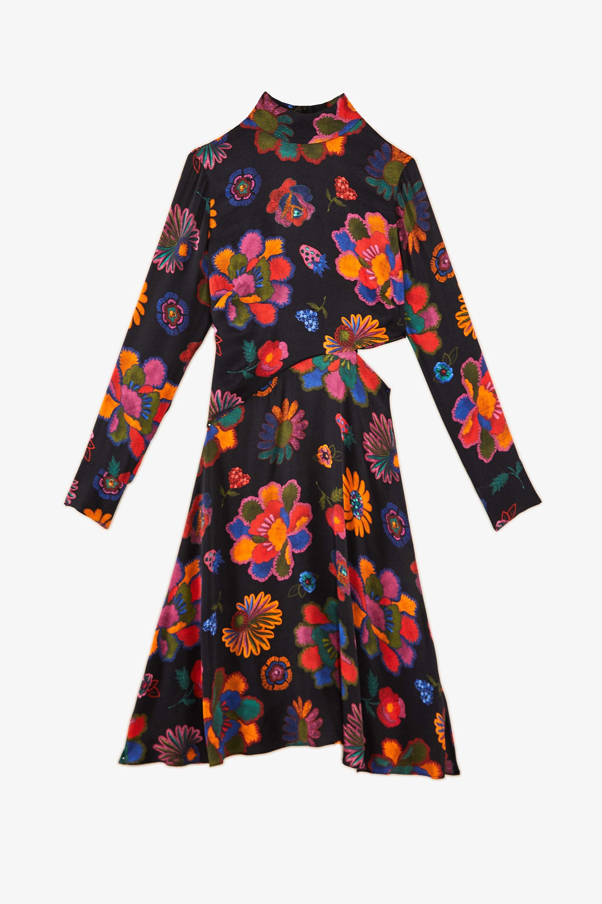 Robe midi à découpe - Multicolore