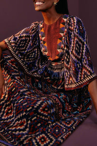 Robe longue Ainika Tapestry - Bleu
