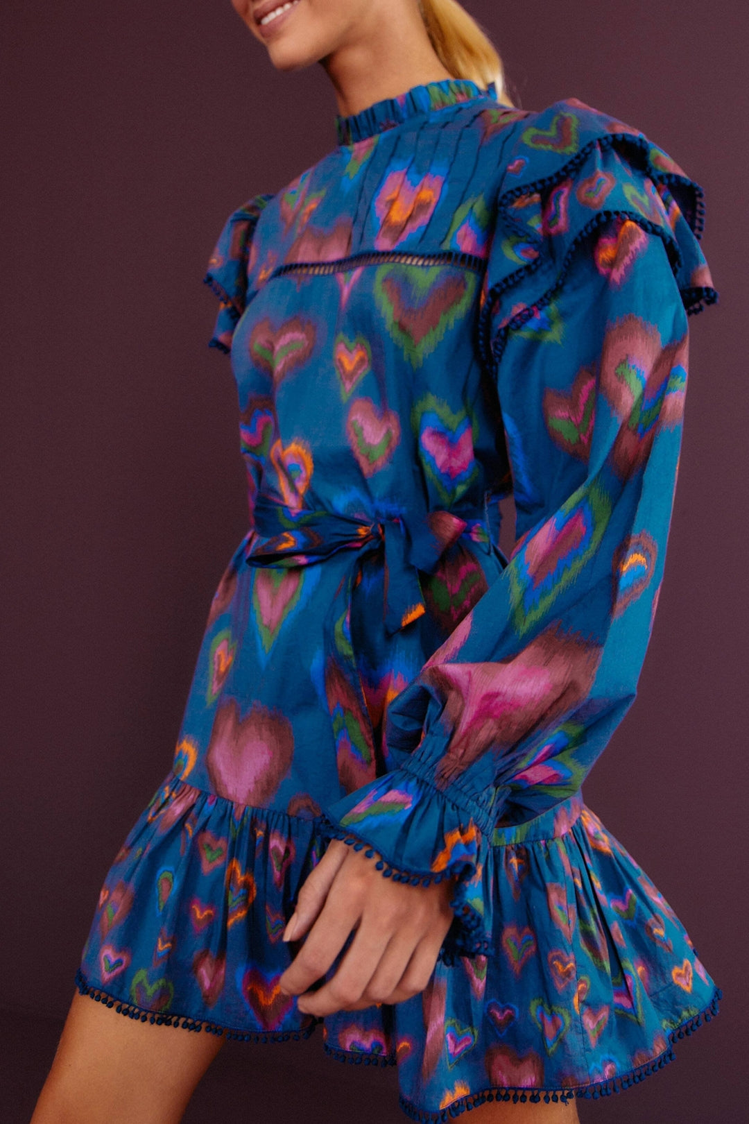MEDIA OFF LINE_Robe mini Ikat Dyed Hearts Navy Hearts - Bleu