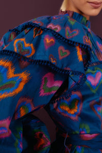 MEDIA OFF LINE_Robe mini Ikat Dyed Hearts Navy Hearts - Bleu