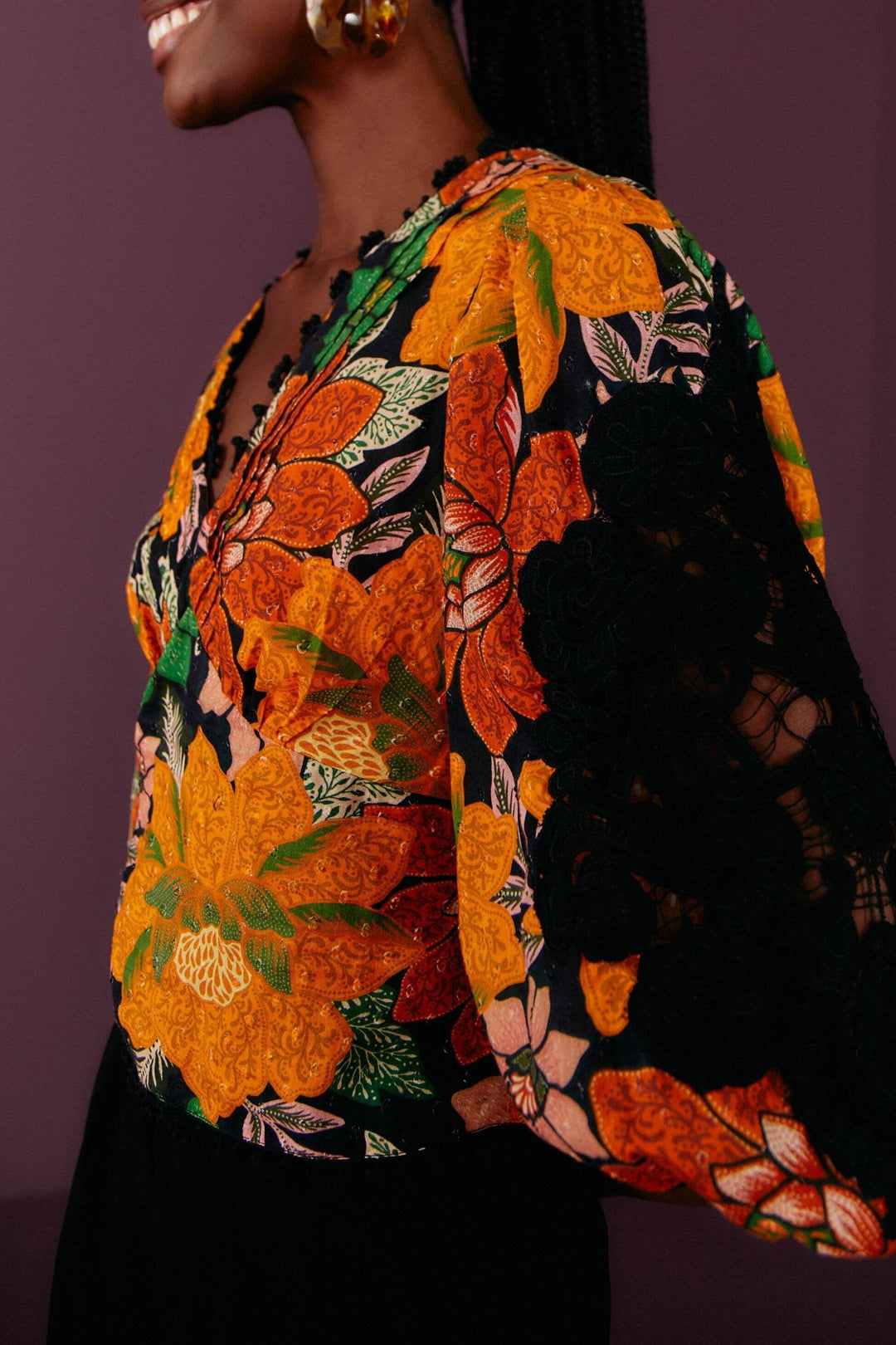 MEDIA OFF LINE_Blouse Jardin en coton - Orange